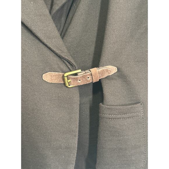 LRL Lauren Jersey Cardigan Blazer S Brown Leather Buckle Preppy Equestrian - Picture 4 of 13